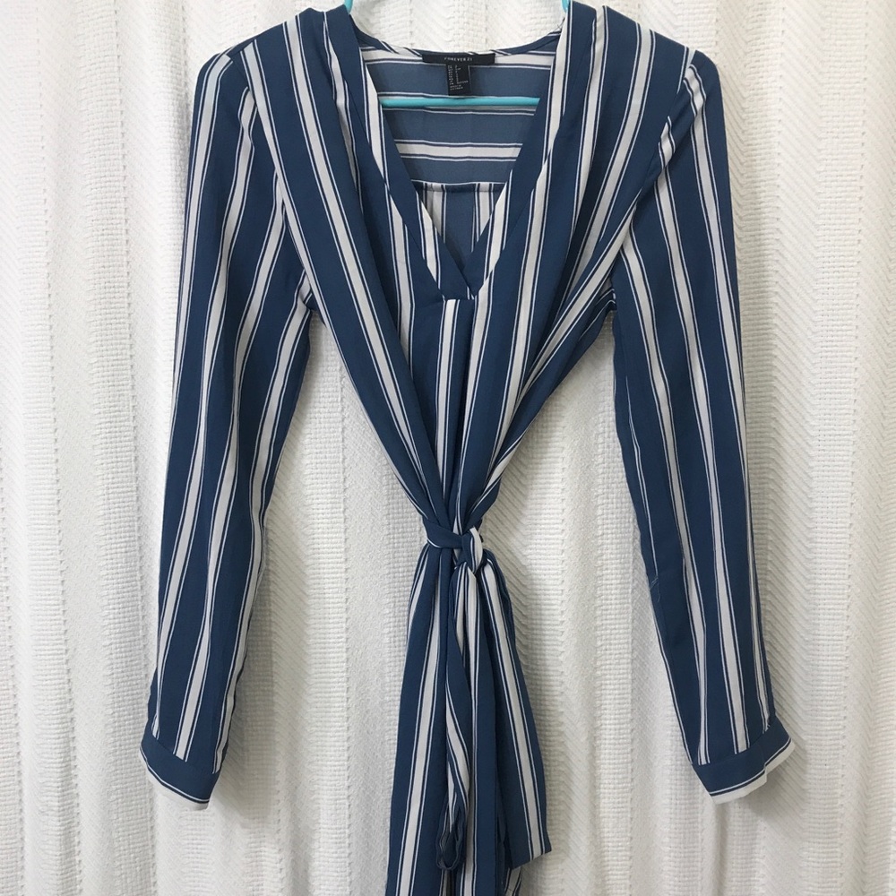 Blue & White Stripe Dress by Forever 21
